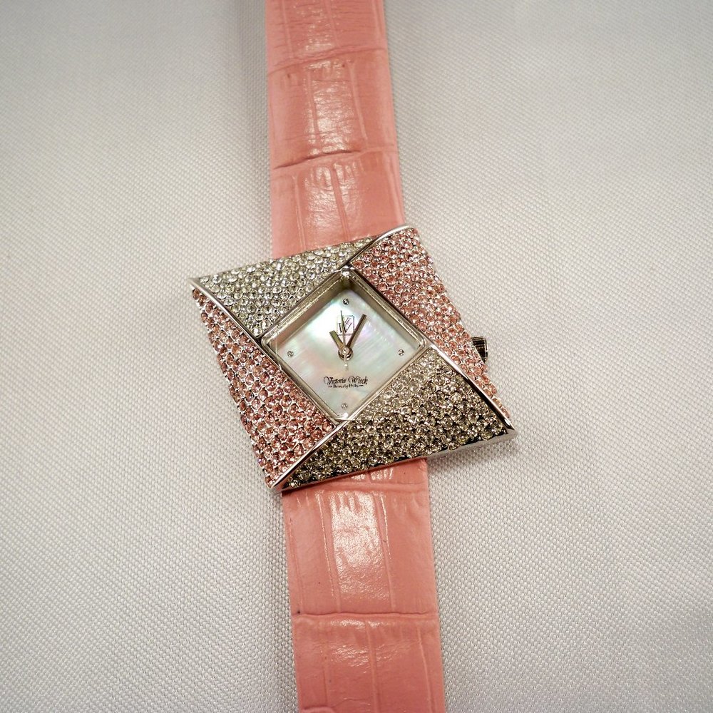 NEW Victoria Wieck Pastel Pink Rhinestones Watch